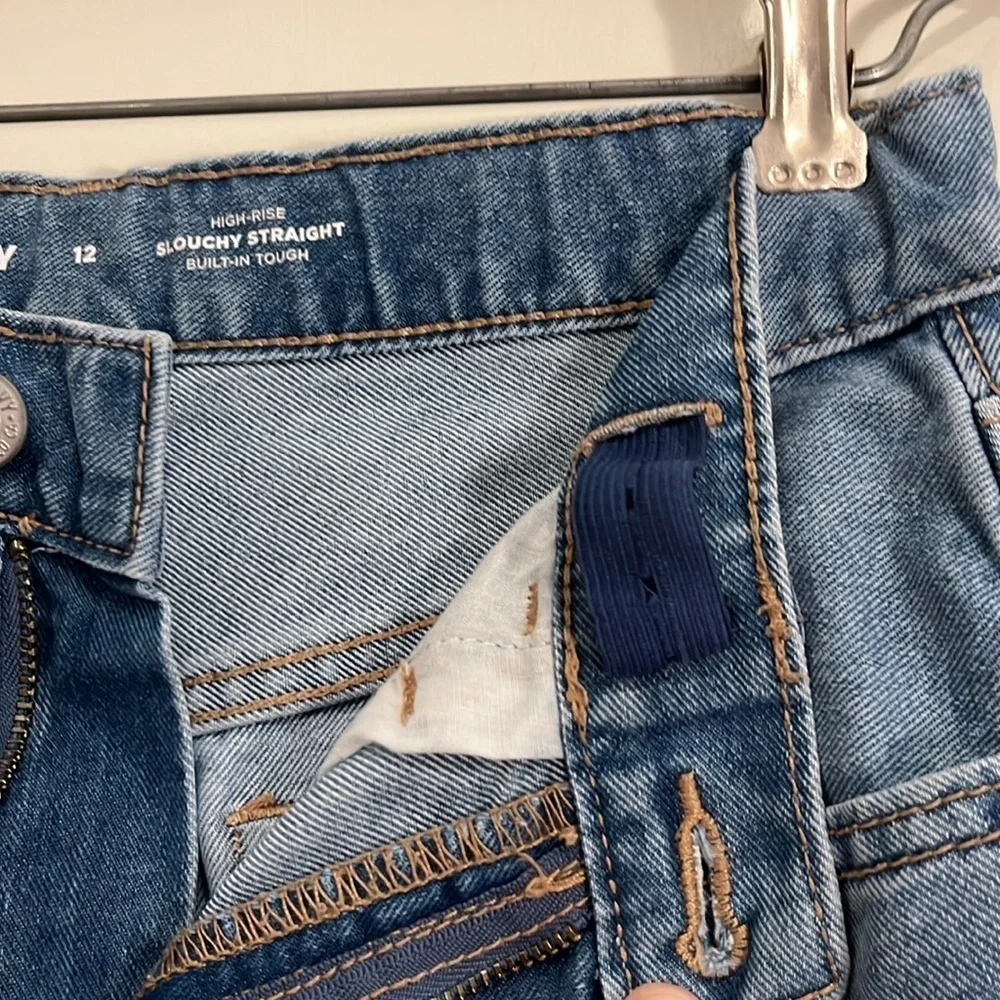 OLD NAVY Youth 12 High Rise Slouchy Straight Jeans Light Wash Denim 90s Inspired